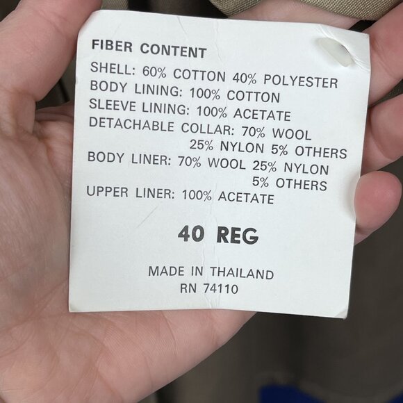 NWT J.G. Chappel London England Tan Wool Lined Double Breasted Trench Coat Sz 40 - Picture 10 of 11